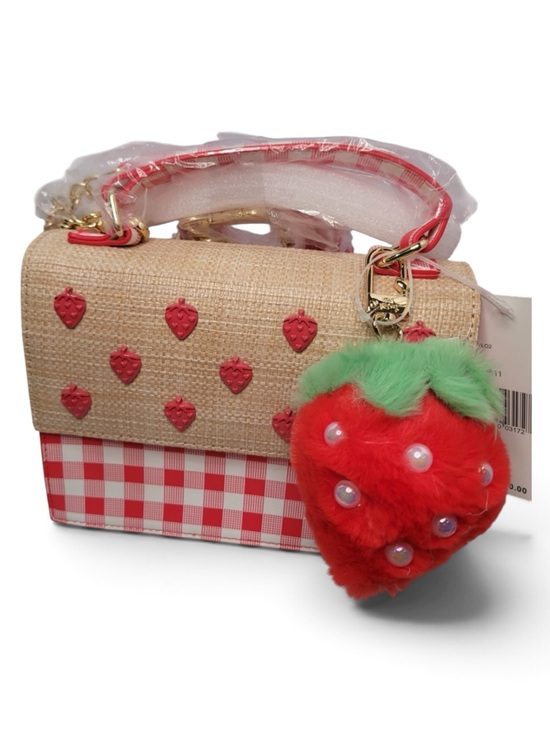 Betsey Johnson Handbags - BETSEY Johnson strawberry gingham straw Crossbody bag NWT Red white picnic
